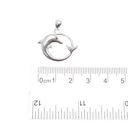 925 Sterling Silver Vintage Dolphin Charm Pendant