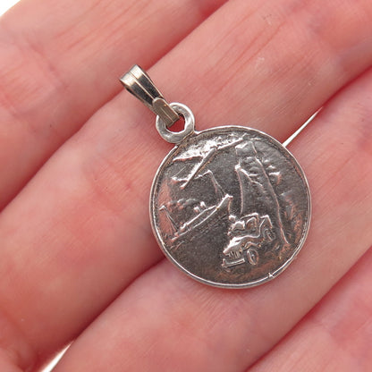925 Sterling Silver Vintage Traveler's Amulet Judaica Charm Pendant