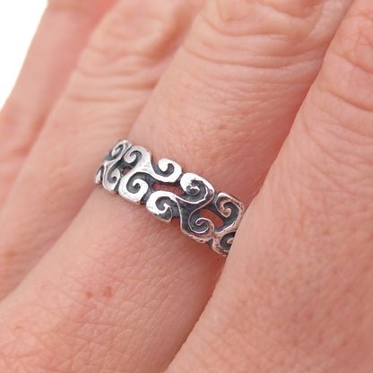 925 Sterling Silver Vintage Celtic Triskelion Oxidized Band Ring Size 9.5