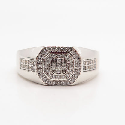 925 Sterling Silver Pave C Z Ring Size 13.5