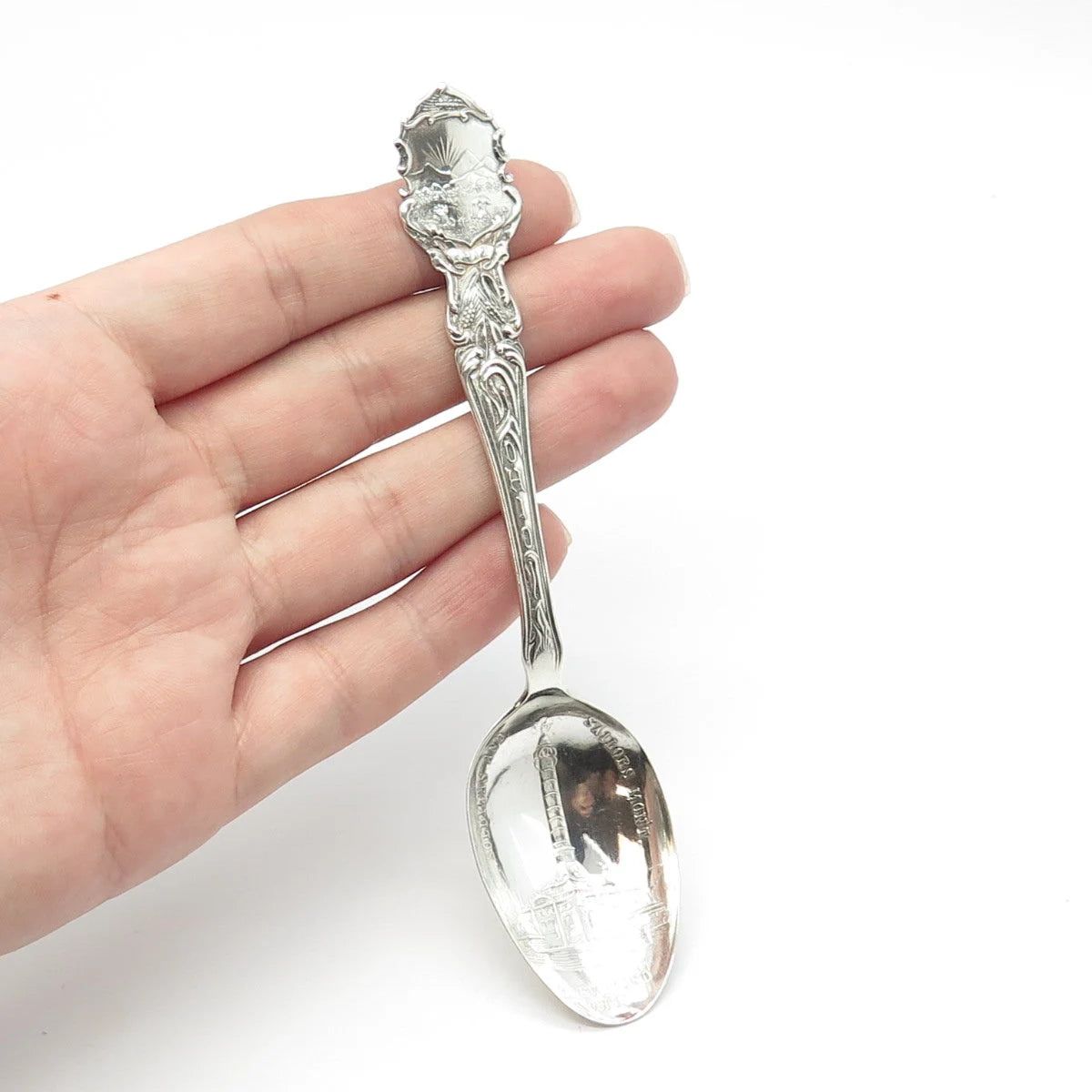 925 Sterling Silver Antique Soldiers' & Cleveland Mon't Ohio States Cities Spoon