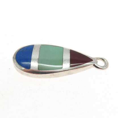 CMMA BMOS 925 Sterling Silver Vintage Lapis Lazuli Carnelian Turquoise Pendant