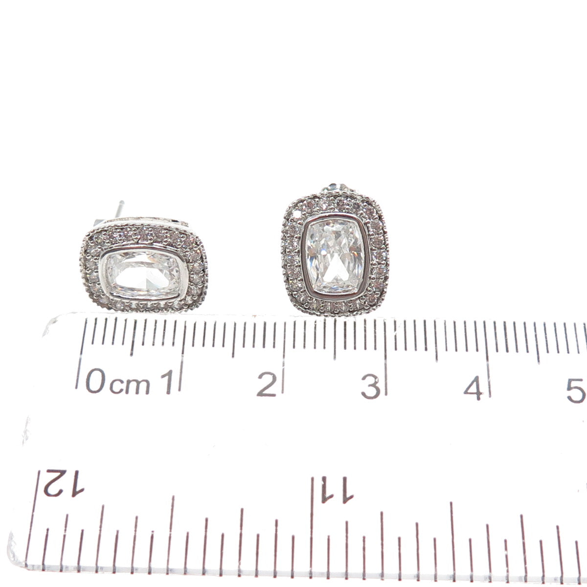 925 Sterling Silver Radiant & Round-Cut C Z Sparkle Earrings