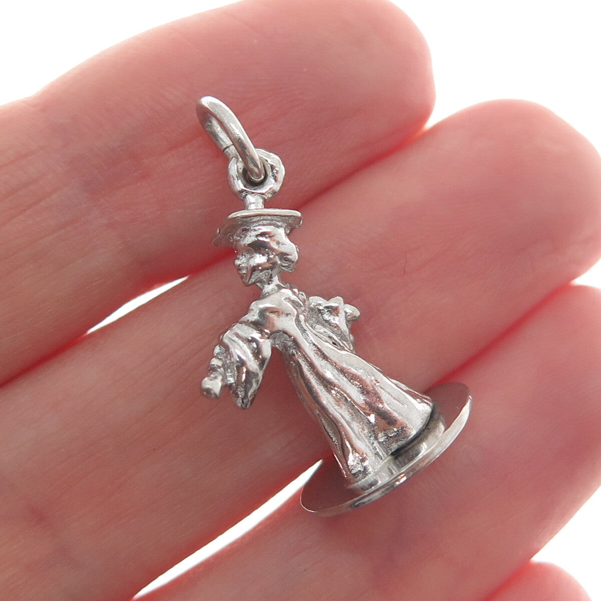 925 Sterling Silver Vintage Graduate Boy Minimalist 3D Charm Pendant
