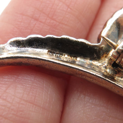 925 Sterling Gold Plated Vintage Rhinestone Sword Pin Brooch (missing 5 stones)