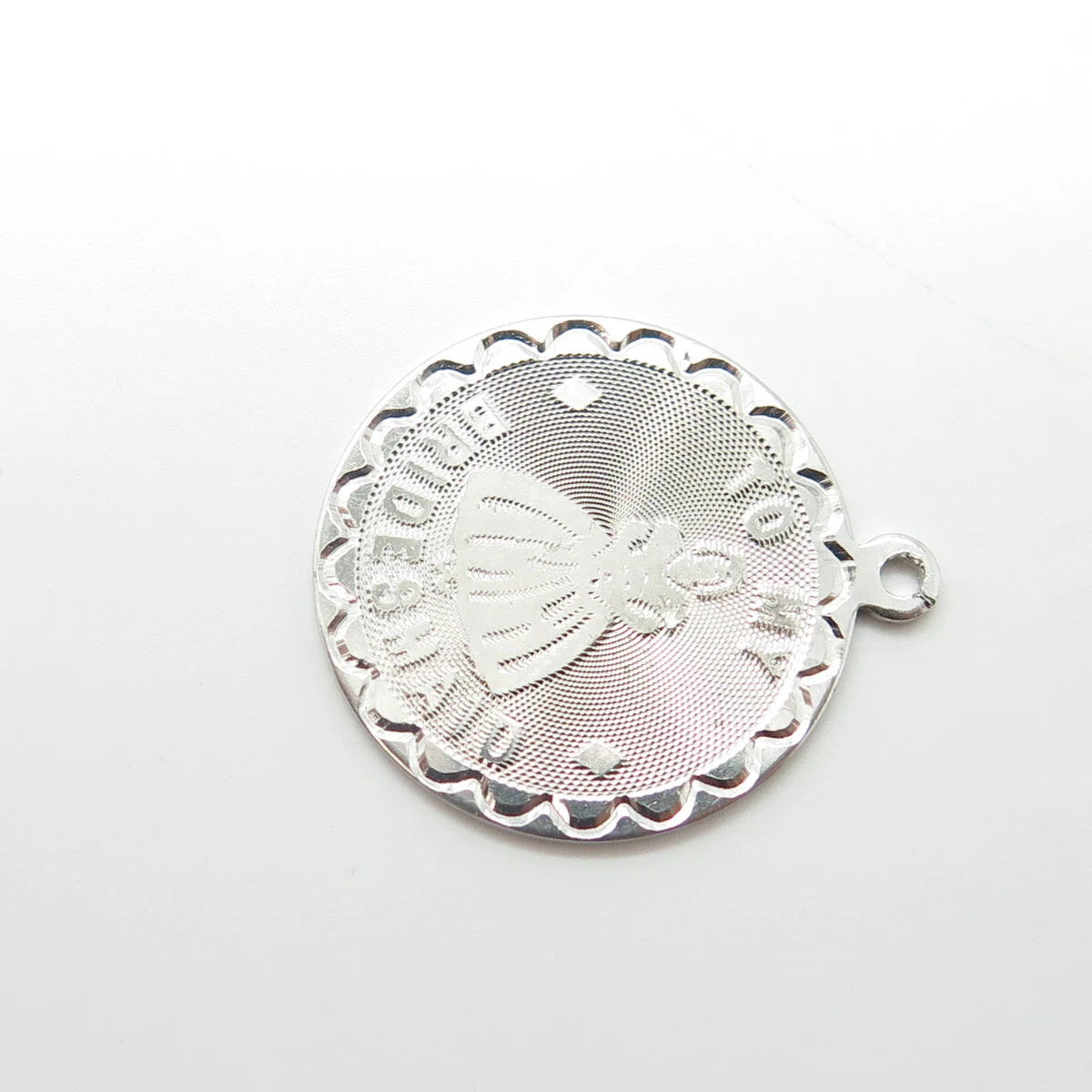 925 Sterling Silver Vintage "To My Bridesmaid" Round Charm Pendant