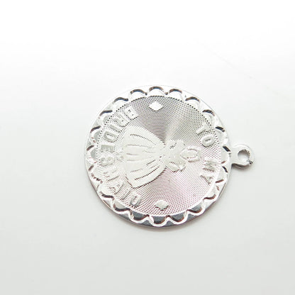 925 Sterling Silver Vintage "To My Bridesmaid" Round Charm Pendant