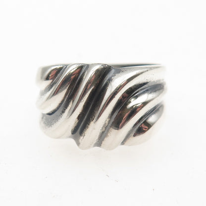 Chapal Zenray Sterling Silver Vintage Modernist Ribbed Oxidized Ring Size 9.25