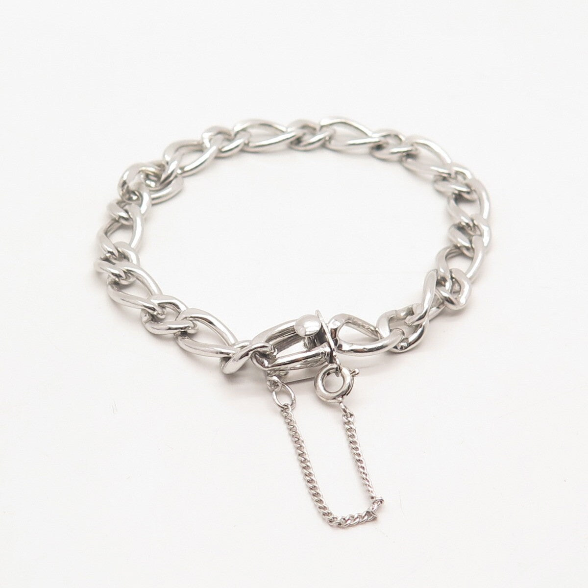 925 Sterling Silver Vintage A&Z Cable Link Bracelet 6.75"