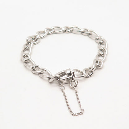 925 Sterling Silver Vintage A&Z Cable Link Bracelet 6.75"