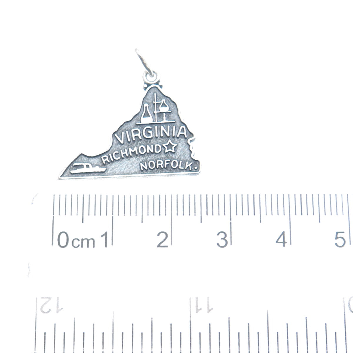 J.M. FISHER 925 Sterling Silver Vintage Virginia State Minimalist Charm Pendant