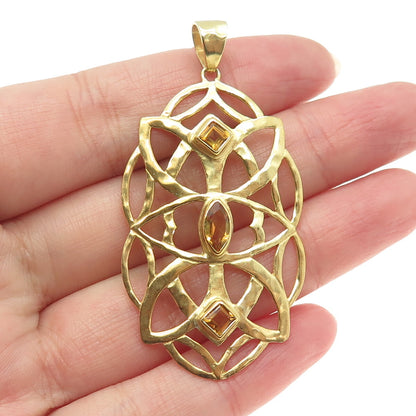 SARA BLAINE Willow House 925 Sterling Silver Gold Plated Vintage Citrine Pendant
