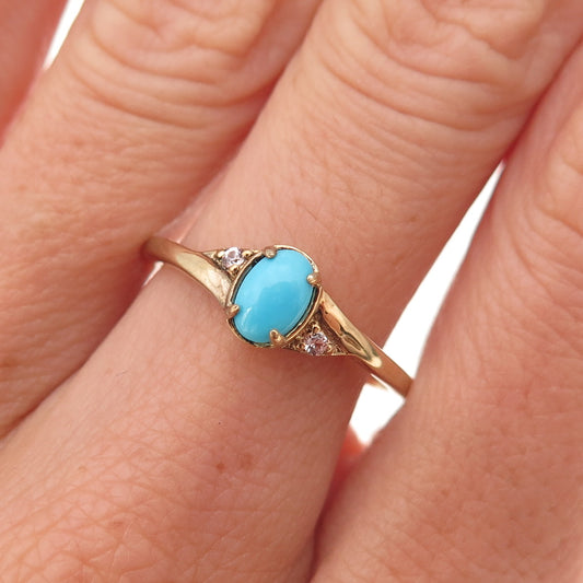 Chuck Clemency 925 Sterling Gold Plated Real Turquoise & Topaz Ring Size 8.25
