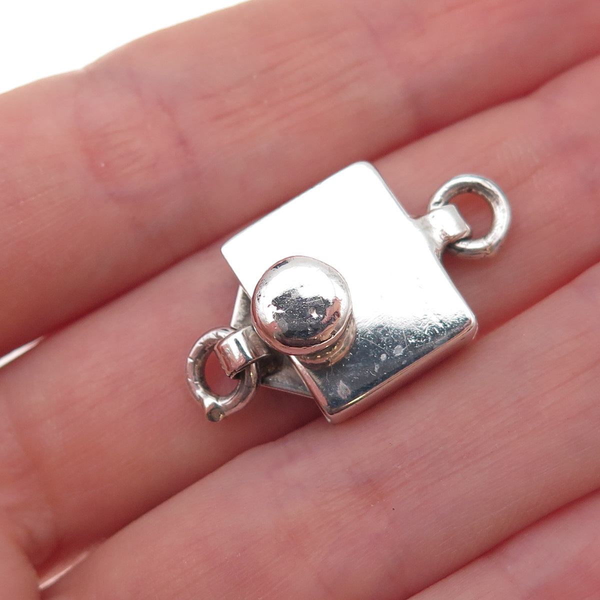 925 Sterling Silver Vintage Mexico Bracelet / Necklace Box Clasp