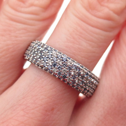 Suzy Levian 925 Sterling Real Diamond Accent Tanzanite & White Topaz Ring Size 8