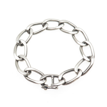 925 Sterling Silver Vintage Mexico Oval Curb Link Bracelet 7.5"
