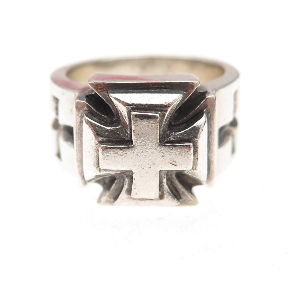 King Baby 925 Sterling Silver Vintage Gothic Cross Oxidized Ring Size 9