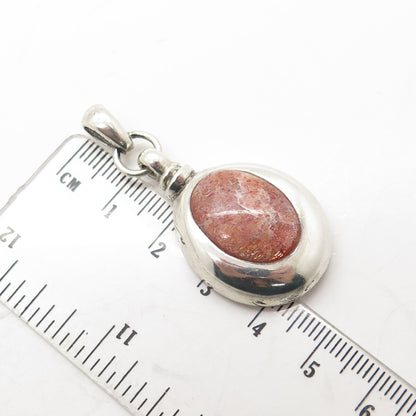 925 Sterling Silver Vintage Mexico Real Chrysocolla Gemstone Pendant