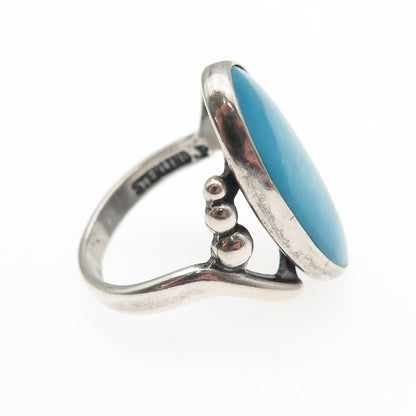 Pacific Jewelry Old Pawn Sterling Silver Vintage Turquoise Tribal Ring Size 4.5