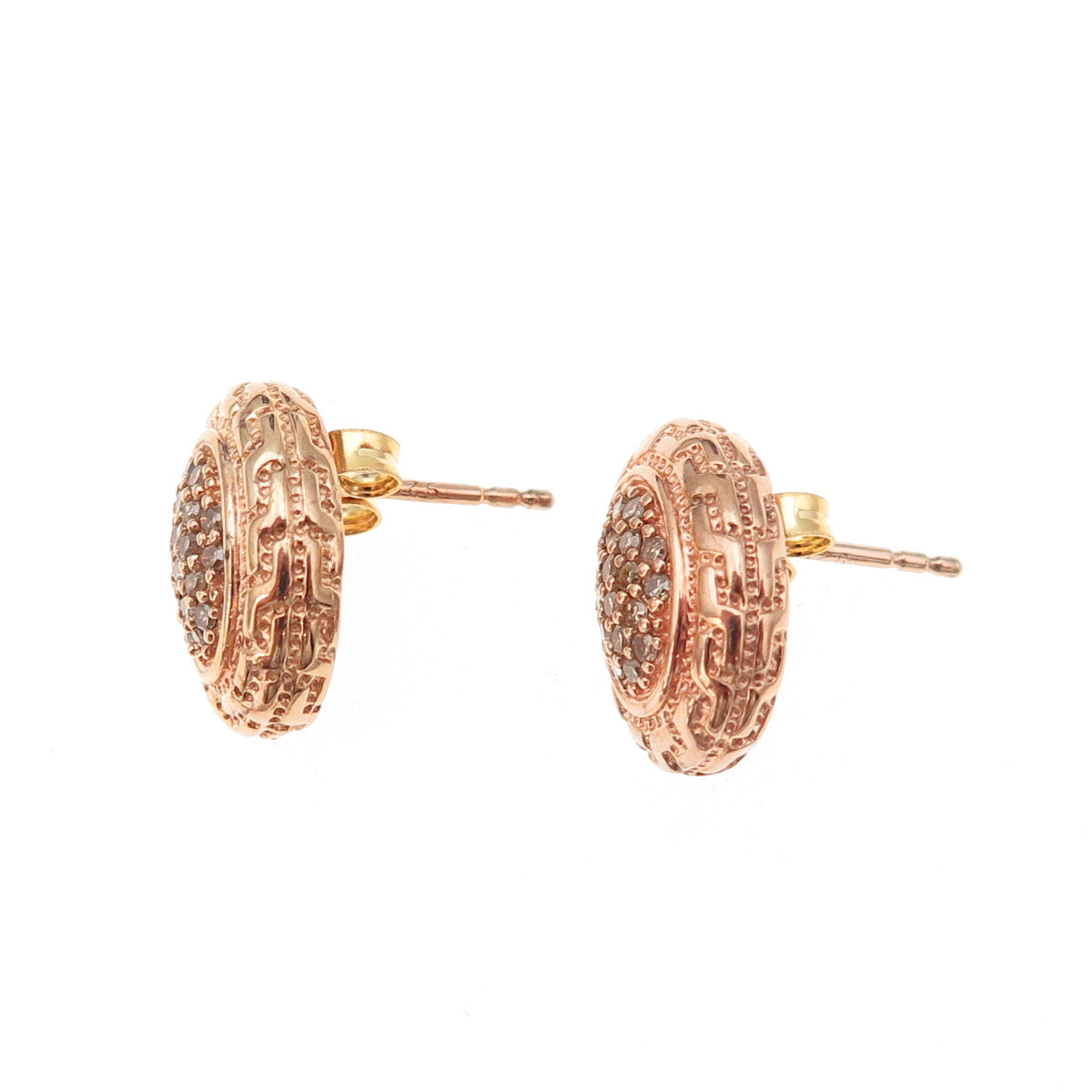 925 Sterling Silver Rose Gold Plated Real Round-Cut Diamond Earrings
