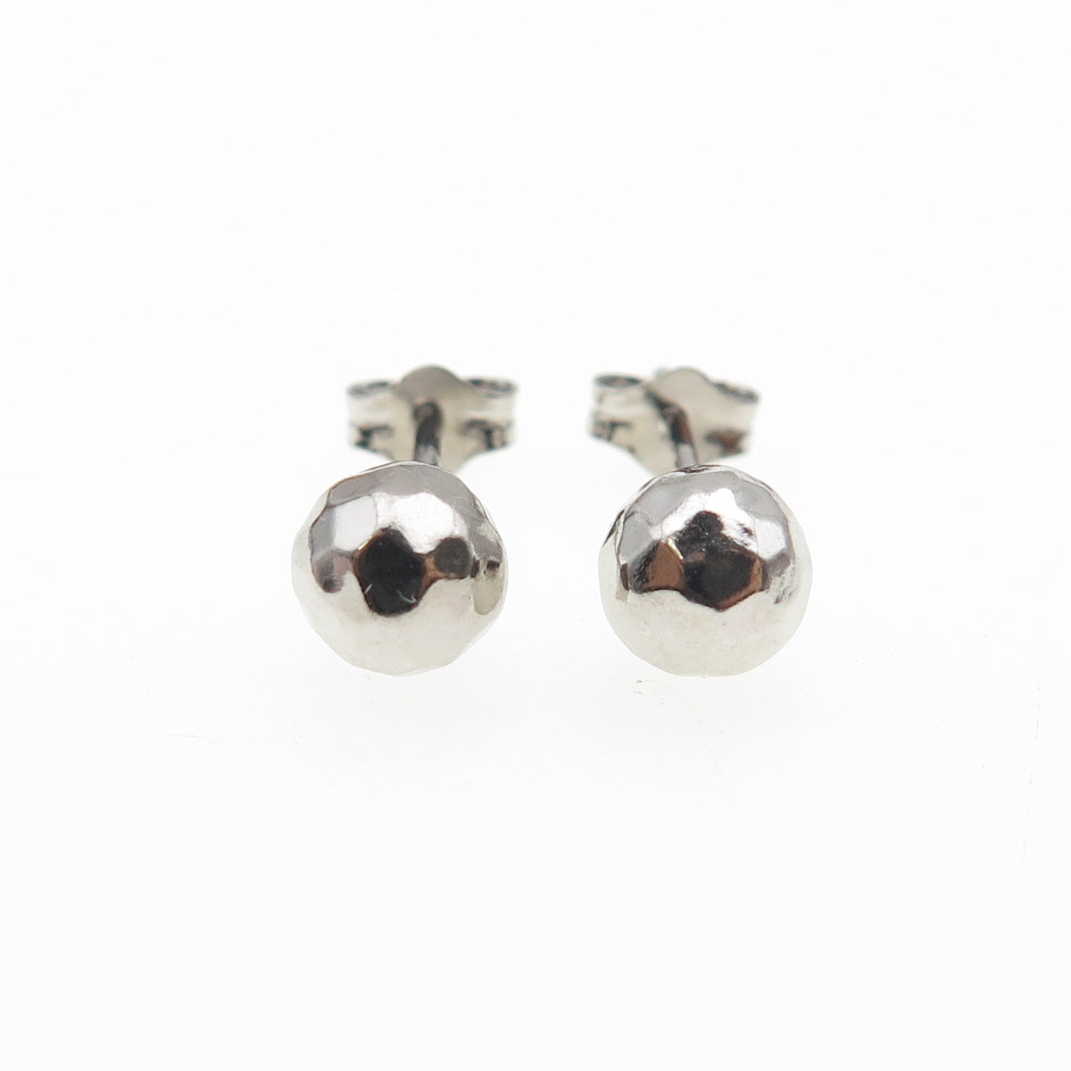 925 Sterling Silver Hammered Ball Stud Earrings