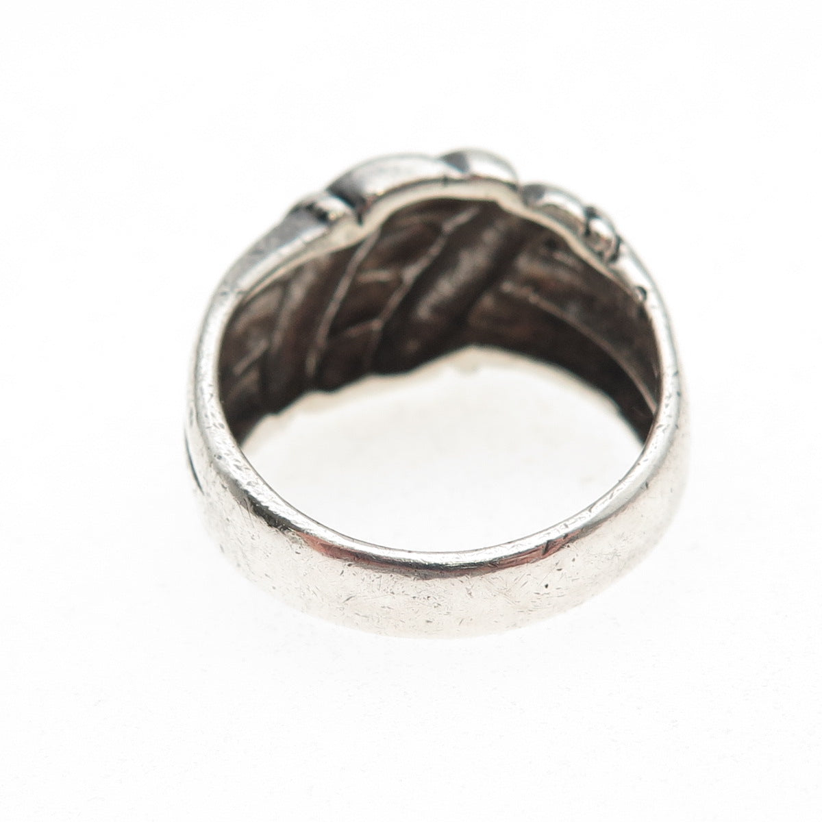 925 Sterling Silver Vintage Modernist Oxidized Ring Size 8.75