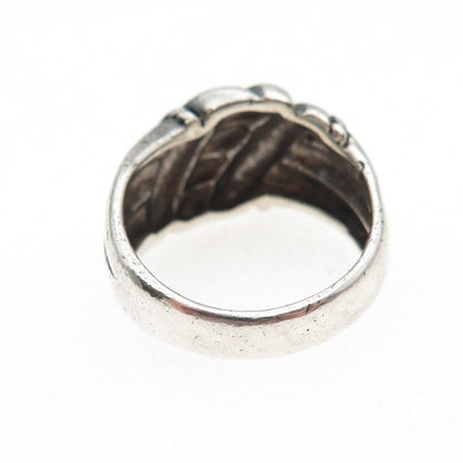 925 Sterling Silver Vintage Modernist Oxidized Ring Size 8.75