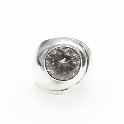 925 Sterling Silver Vintage Round-Cut C Z Modernist Ring Size 6.5