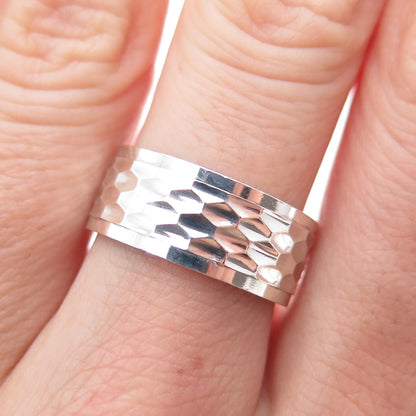 925 Sterling Silver Vintage Diamond-Cut Band Ring Size 7