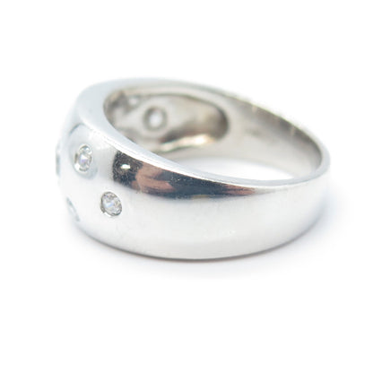925 Sterling Silver Round-Cut C Z Galaxy Band Ring Size 10.25