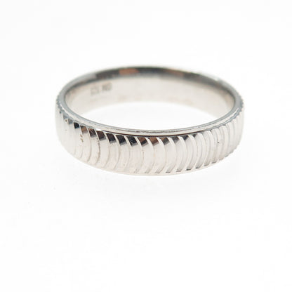 925 Sterling Silver Ribbed Band Ring Size 12.25