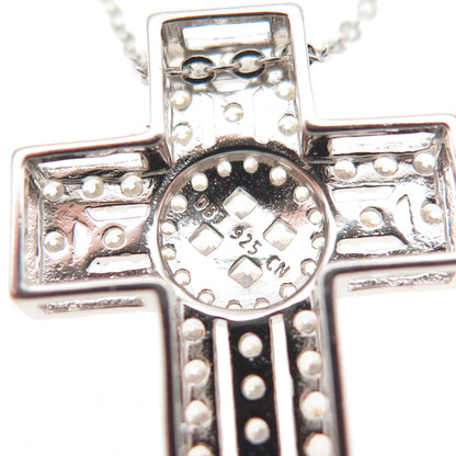 DBJ Dee Berkle 925 Sterling Silver C Z Cross Cable Chain Necklace 16-18"