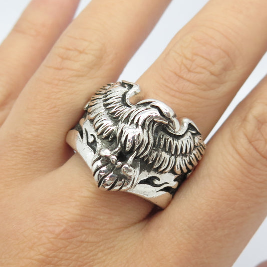 Silver Rings Men 925 Sterling Silver Eagle Biker Ring Size 12