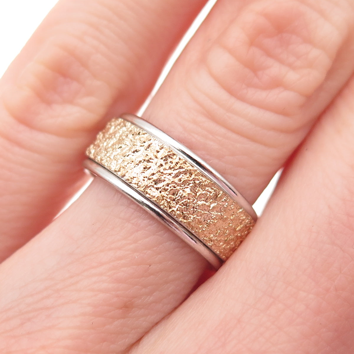Joseph Esposito Sterling 10K Gold Filled Vintage Rotating Band Ring Size 6.25