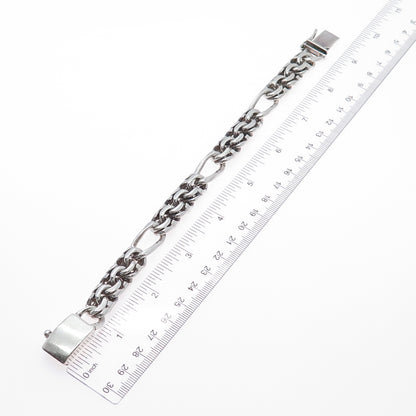 925 Sterling Silver Vintage Mexico Heavy 78.2g Bismark Link Bracelet 8.25"