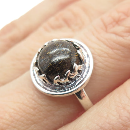 AIL Aluma 925 Sterling Silver Vintage Real Tiger Eye Flame Ring Size 7