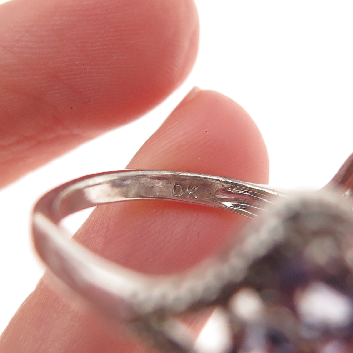 925 Sterling Silver Real Tanzanite & White Topaz Cluster Ring Size 7