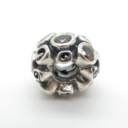 PANDORA 925 Sterling Silver Real Smoky Quartz Primrose Path Bead Charm