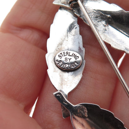 JewelArt 925 Sterling Silver Vintage Feather Oxidized Pin Brooch