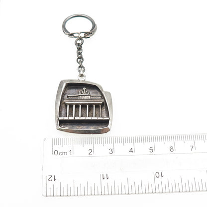 835 Silver Vintage Brandenburg Gate Berlin Oxidized Key Fob Ring Holder