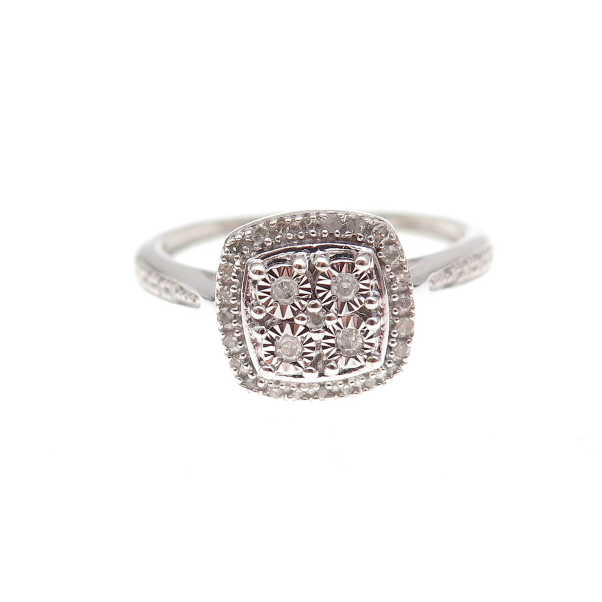 SK9 Allure Gems 925 Sterling Silver Real Diamond Engagement Ring Size 6