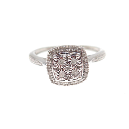 SK9 Allure Gems 925 Sterling Silver Real Diamond Engagement Ring Size 6