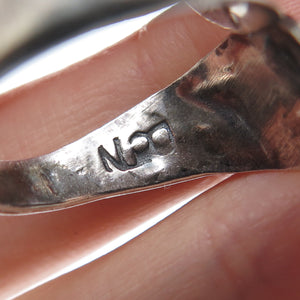NELSON PIASO Old Pawn Sterling Turquoise & Coral Inlay Adjustable Ring Size 7