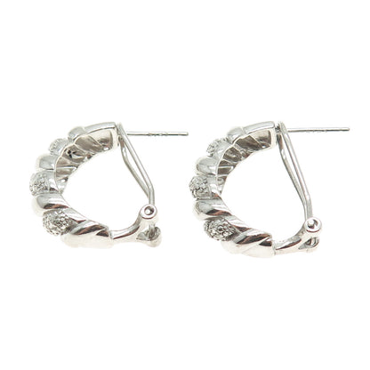 DBJ DEE BERKLE 925 Sterling Silver Real Diamond Twisted Omega Back Earrings