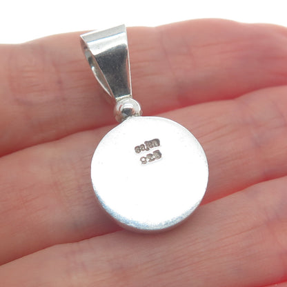 SAJEN 925 Sterling Silver Vintage Charoite & Amethyst Minimalist Charm Pendant