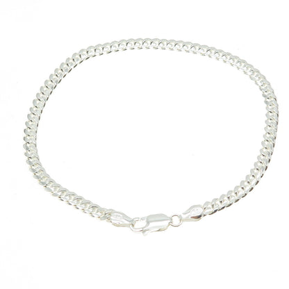 925 Sterling Silver Italy Flat Curb Link Bracelet 8"