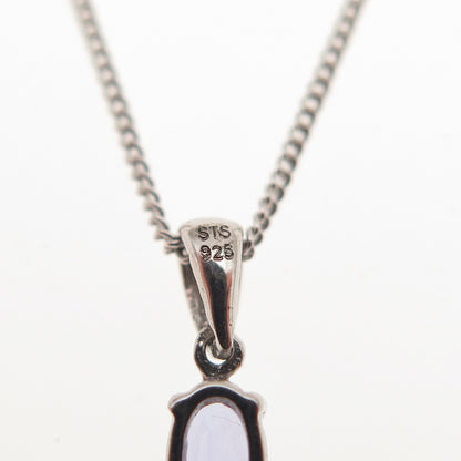 Chuck Clemency 925 Sterling Silver Real Tanzanite Cuban Chain Necklace 20"