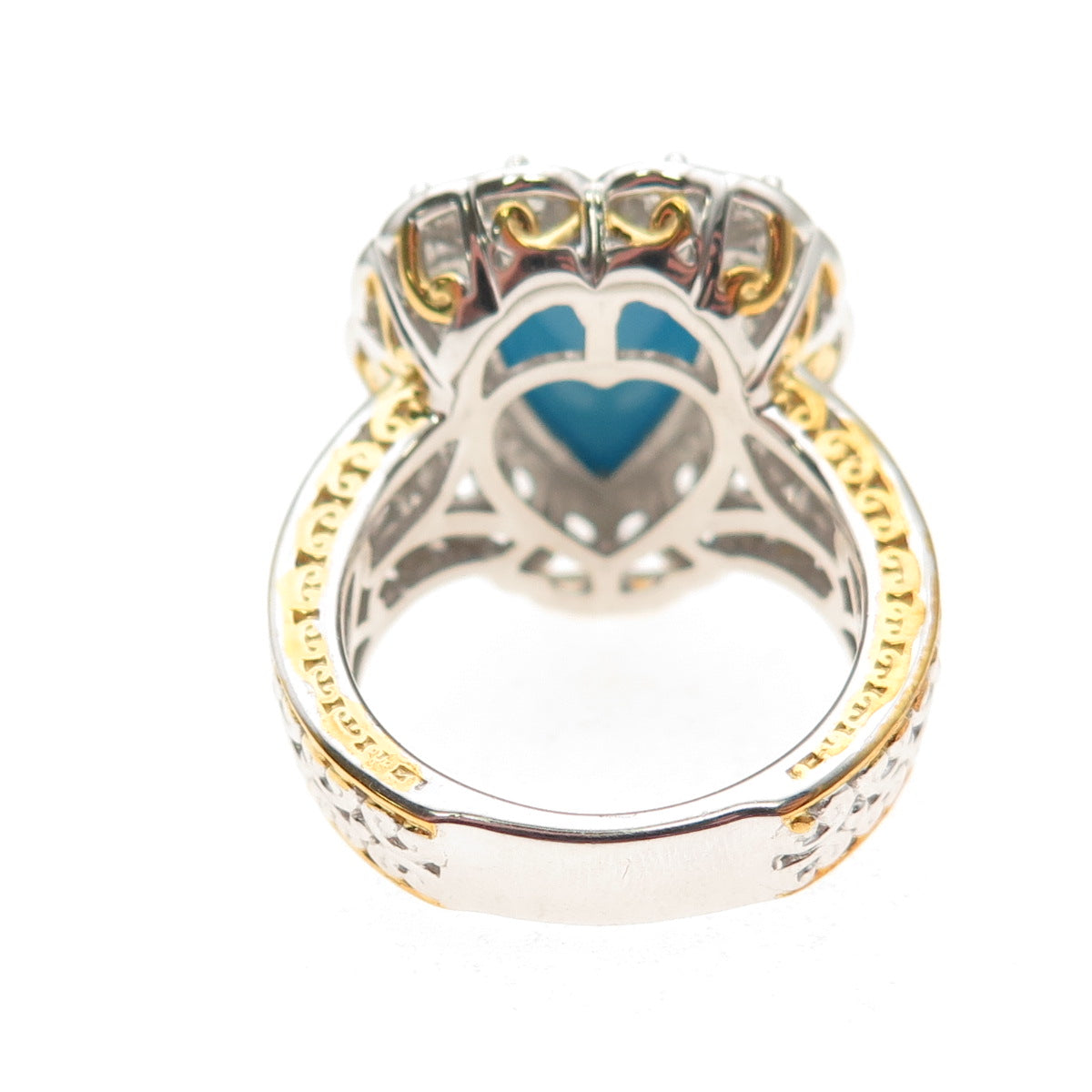 Michael Valitutti Gems En Vogue Sterling Turquoise & Topaz Heart Ring Size 8.25