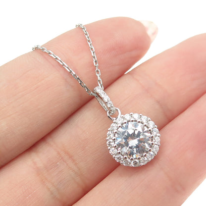 925 Sterling Silver Round-Cut C Z Sparkle Cable Chain Necklace 16"