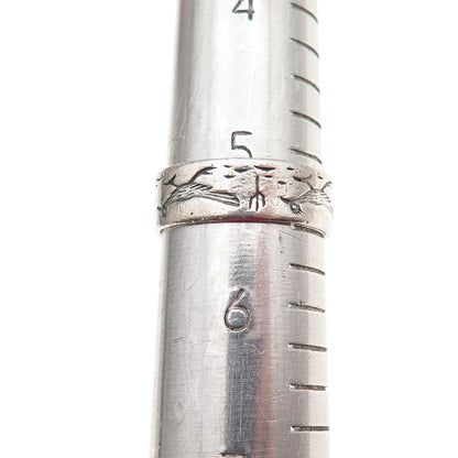 Bell Trading Post Old Pawn Sterling Silver Vintage Roadrunner Band Ring Size 5.5